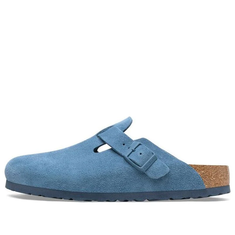 Birkenstock Boston Soft Footbed Suede Leather Narrow Fit Shoes 'Elemental Blue'