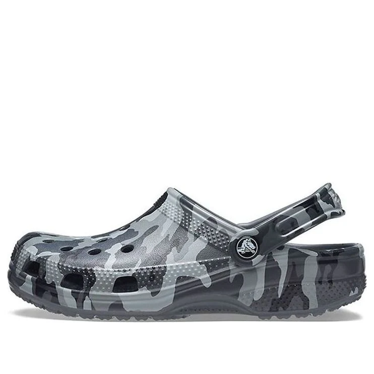 Crocs Beach Sandals Gray Camouflage Unisex
