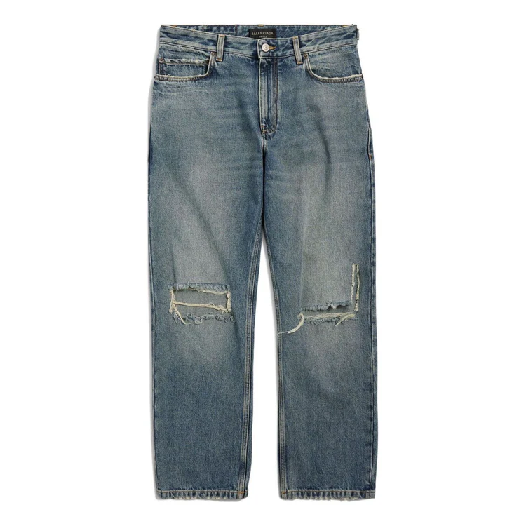 Balenciaga Distressed Straight-Leg Jeans 'Blue'