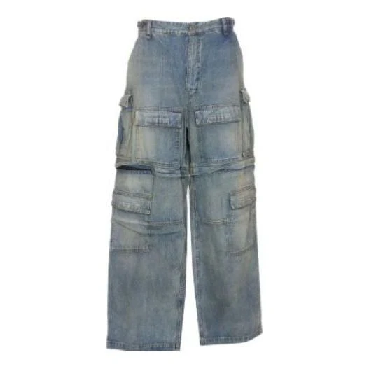 Balenciaga (WMNS) Balenciaga 24SS Zipper Type 2Way Denim Cargo Pants 'Blue'