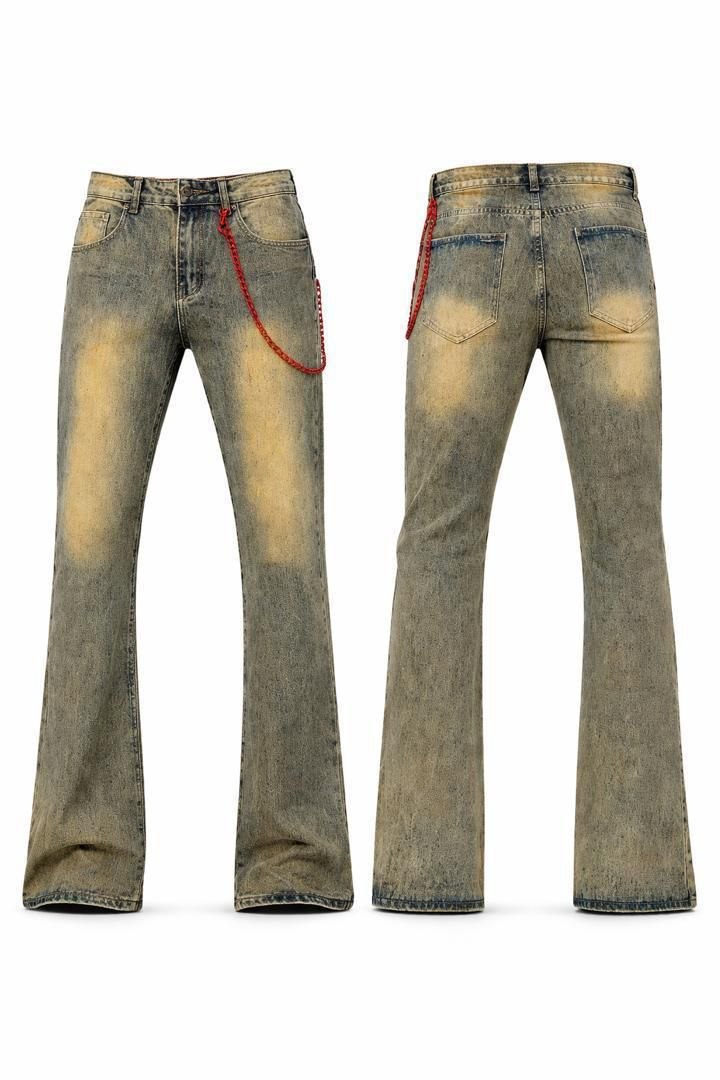 Washed Yellow Mud Jeans or Yellow Mud Tinted Flared Denim
