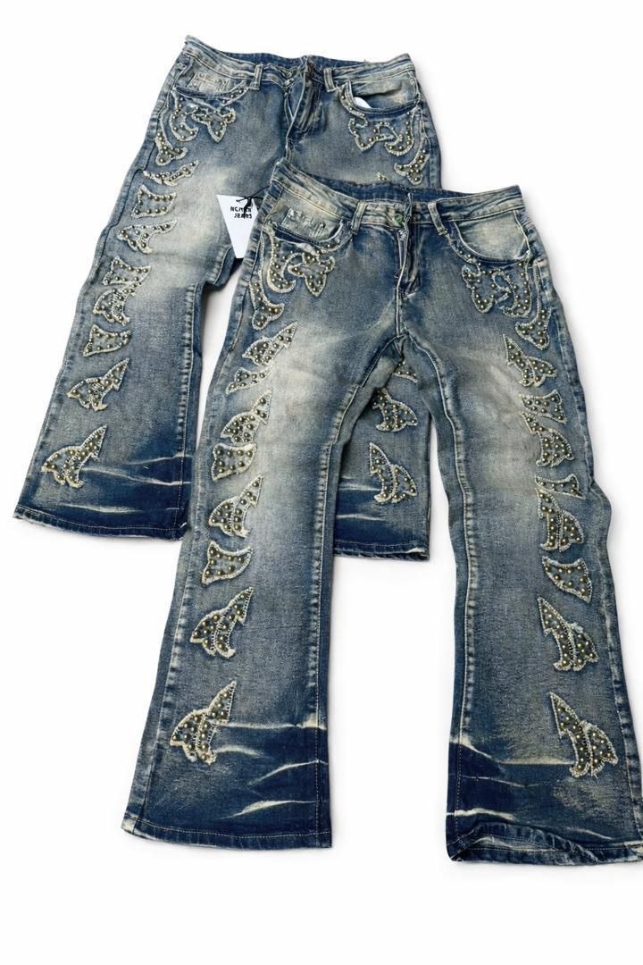 Voyage Studios Pearl Flame Flare Jeans