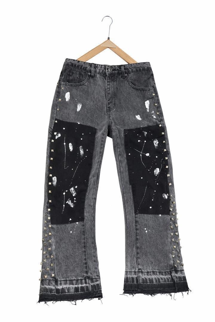  GINGTTO Men's Slim Fit Flared Stacked Jeans