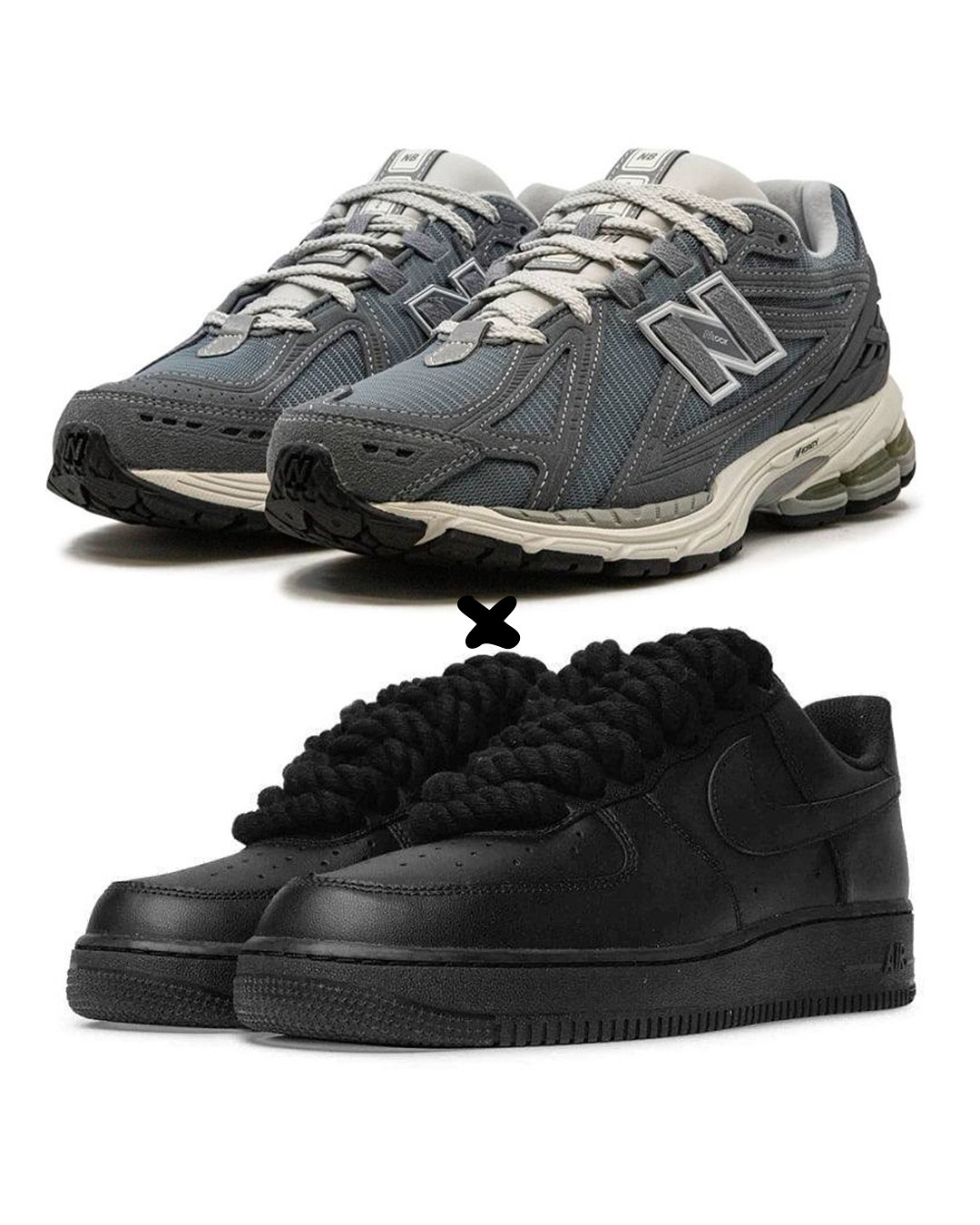 New Balance 1906R Titanium X. Nike Air Force 1 “Black Rope Laces”