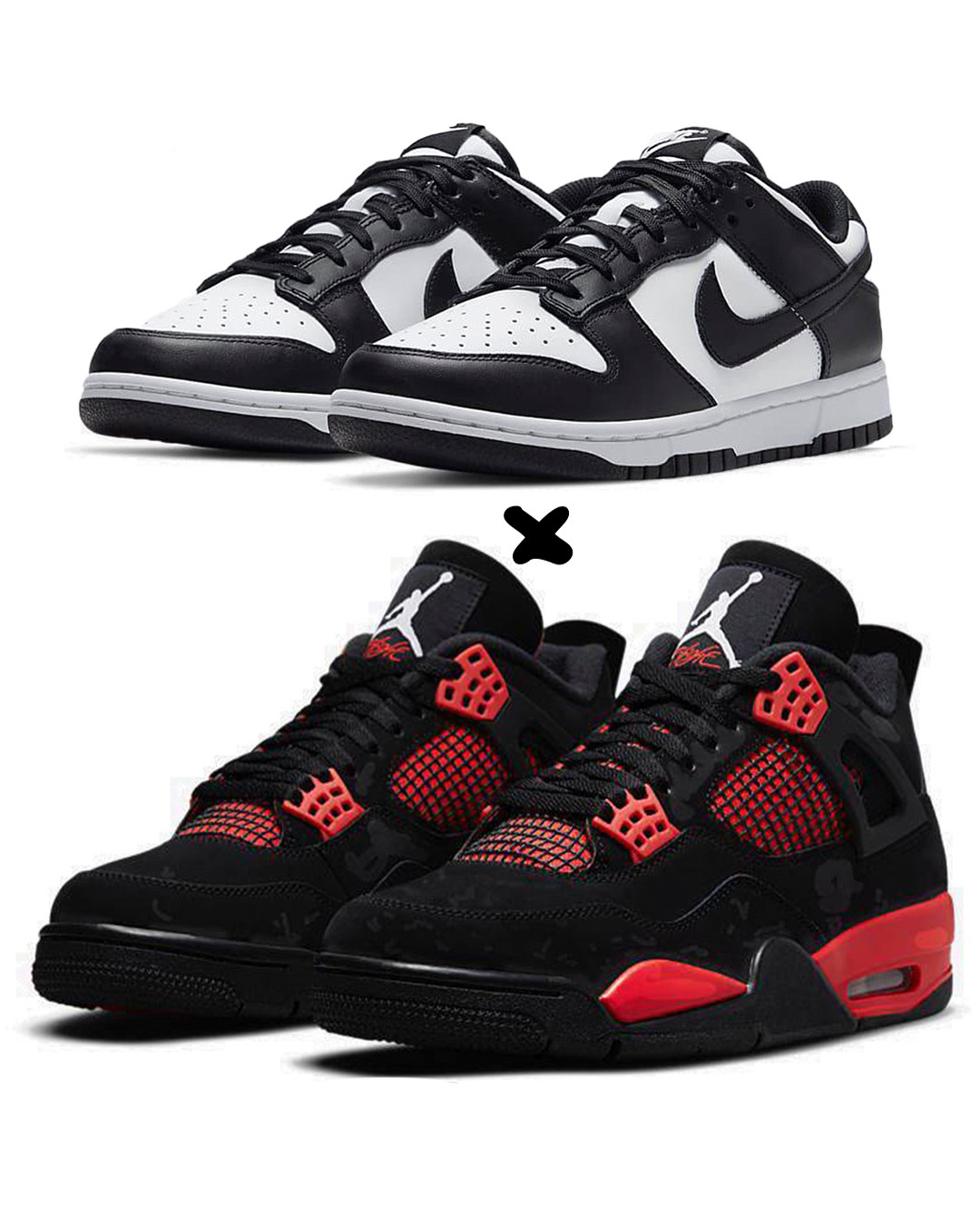 Nike Dunk Low Retro "Panda" X. Nike Air Jordan 4 Retro 'Red Thunder'