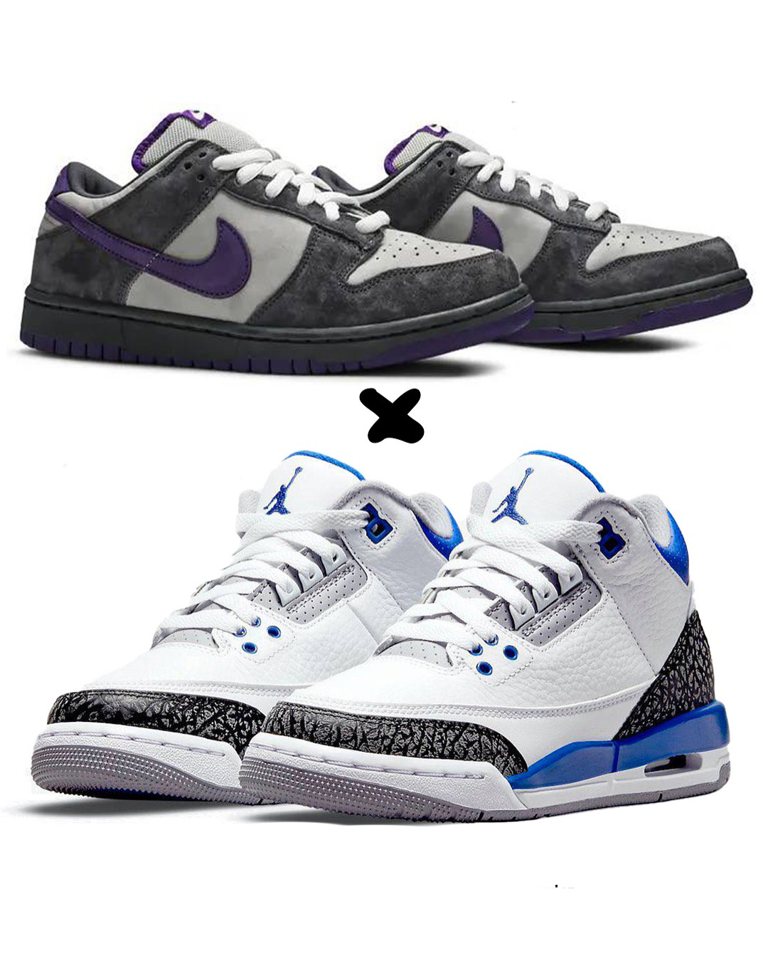 Nike SB Dunk Low "Purple Pigeon" X. Air Jordan 3 Retro 'Racer Blue'