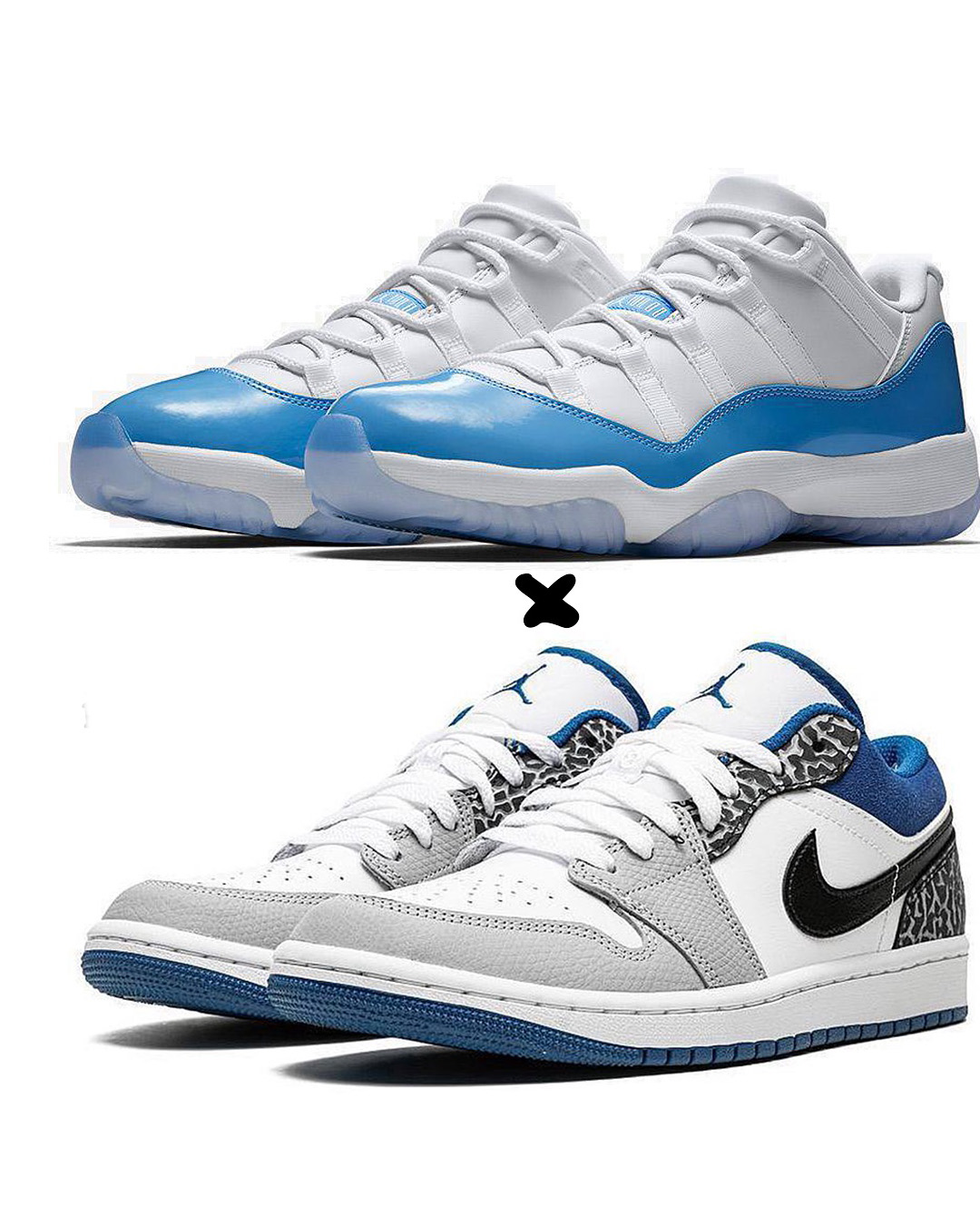 Jordan Air Jordan 11 Retro Low "University Blue" X. Nike Air Jordan 1 Low SE "True Blue"