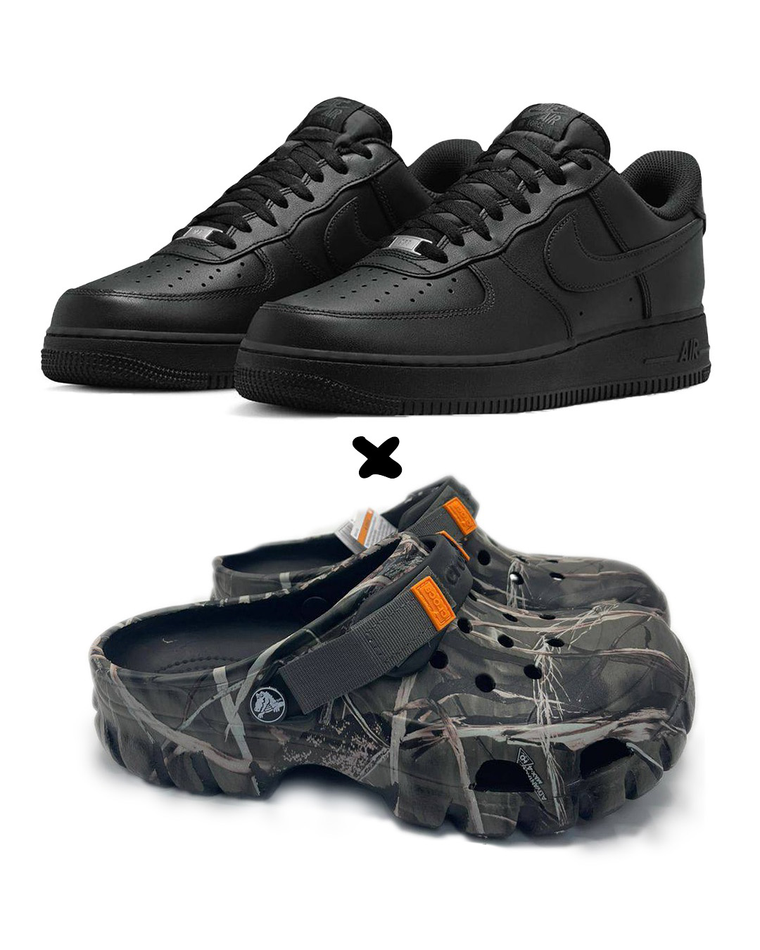 Nike Air Force 1 'Black’ X. Crocs Offroad Sport Clogs “Camouflage”