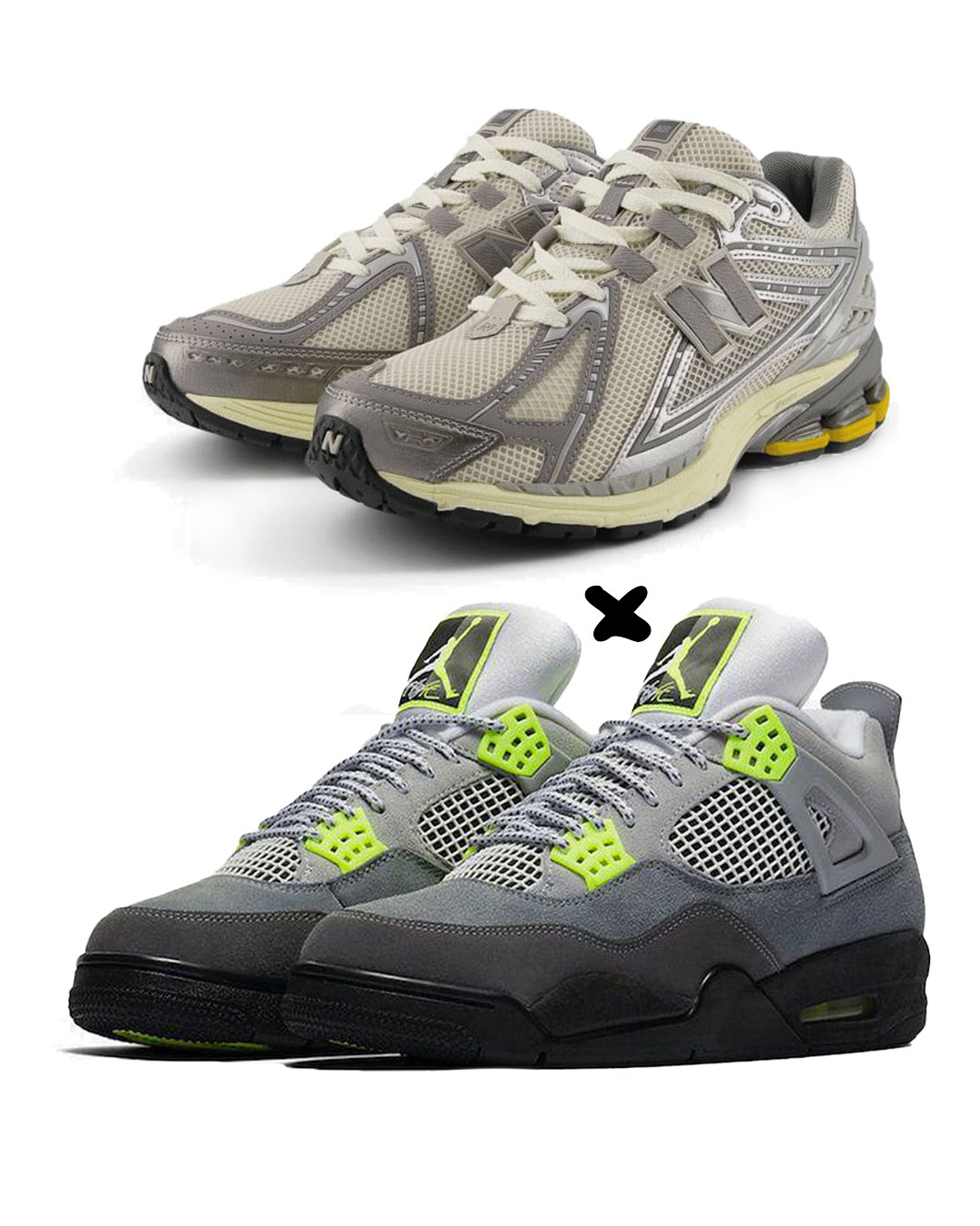 New Balance 1906R "Grey/Off-White" X. Jordan 4 Retro SE 95 Neon