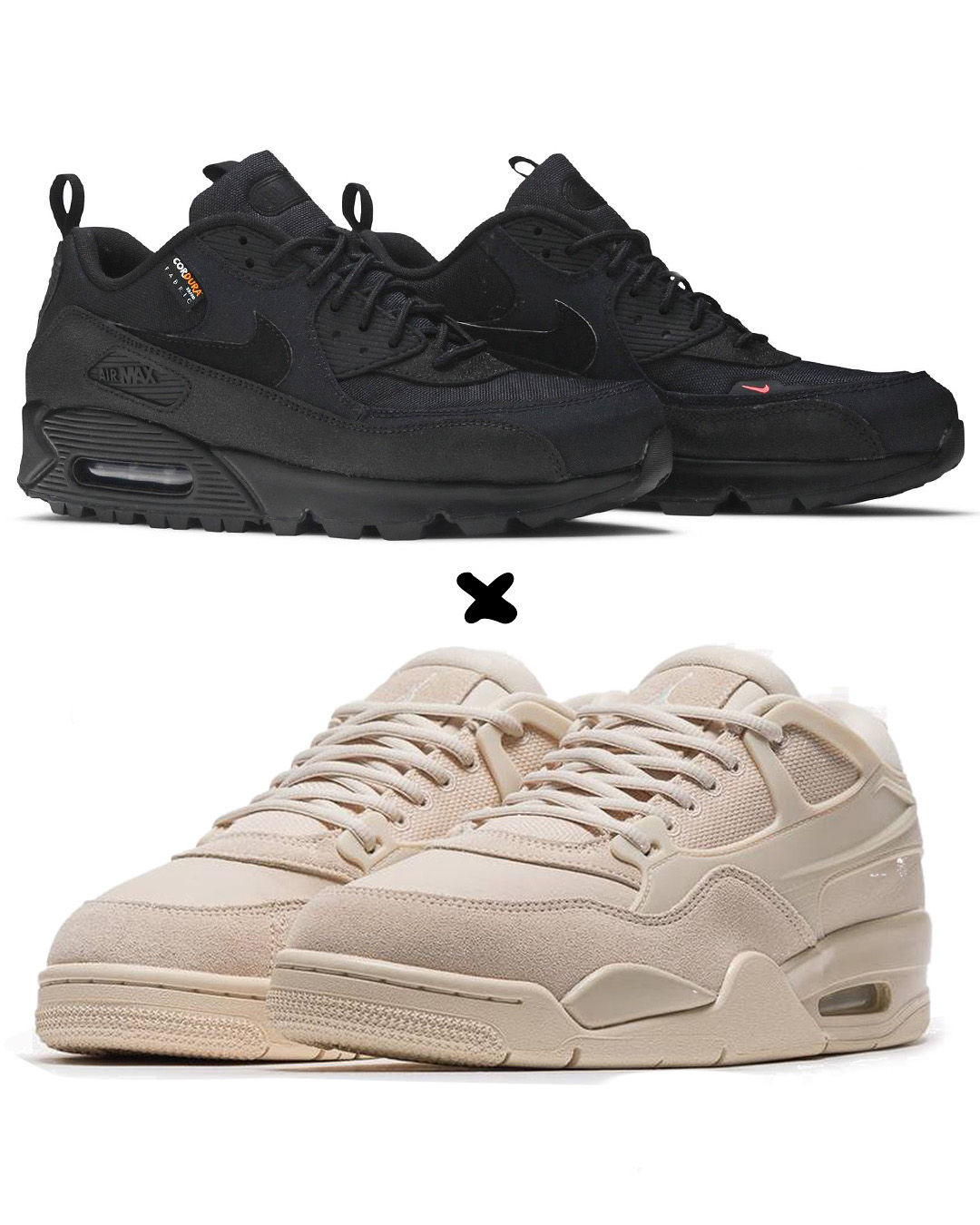ike Air Max 90 Surplus “Black” X. Nike Women's Air Jordan 4 RM "Legend Light Brown"