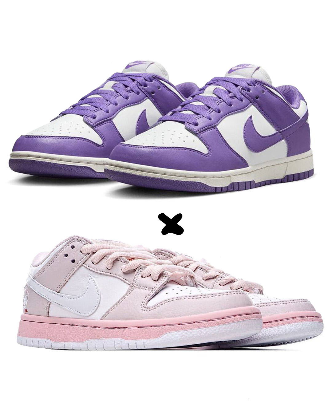 Nike Dunk Low Next Nature "Black Raspberry" X. Nike Dunk Low Premium 'Light Soft Pink'