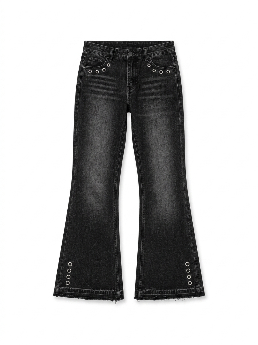 MusaMia washed black denim flare jeans