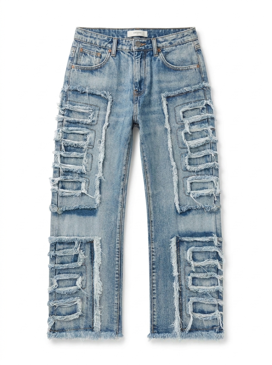 Jaded London Light Wash Window Pane Colossus Fit Jeans