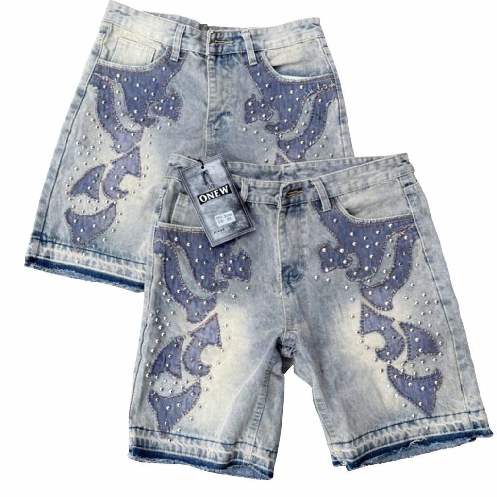 ONEW brand embellished denim shorts