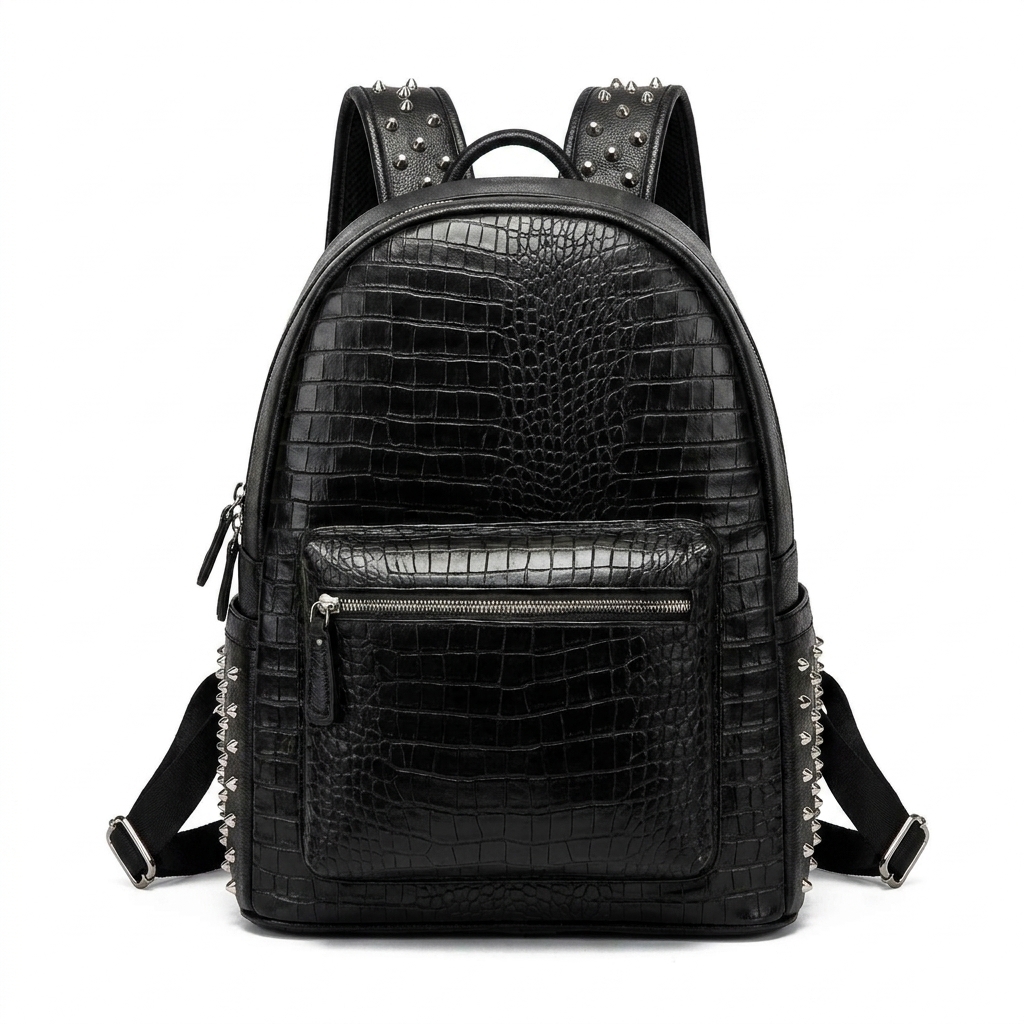 SFALCI Crocodile Embossed Rivet Backpack