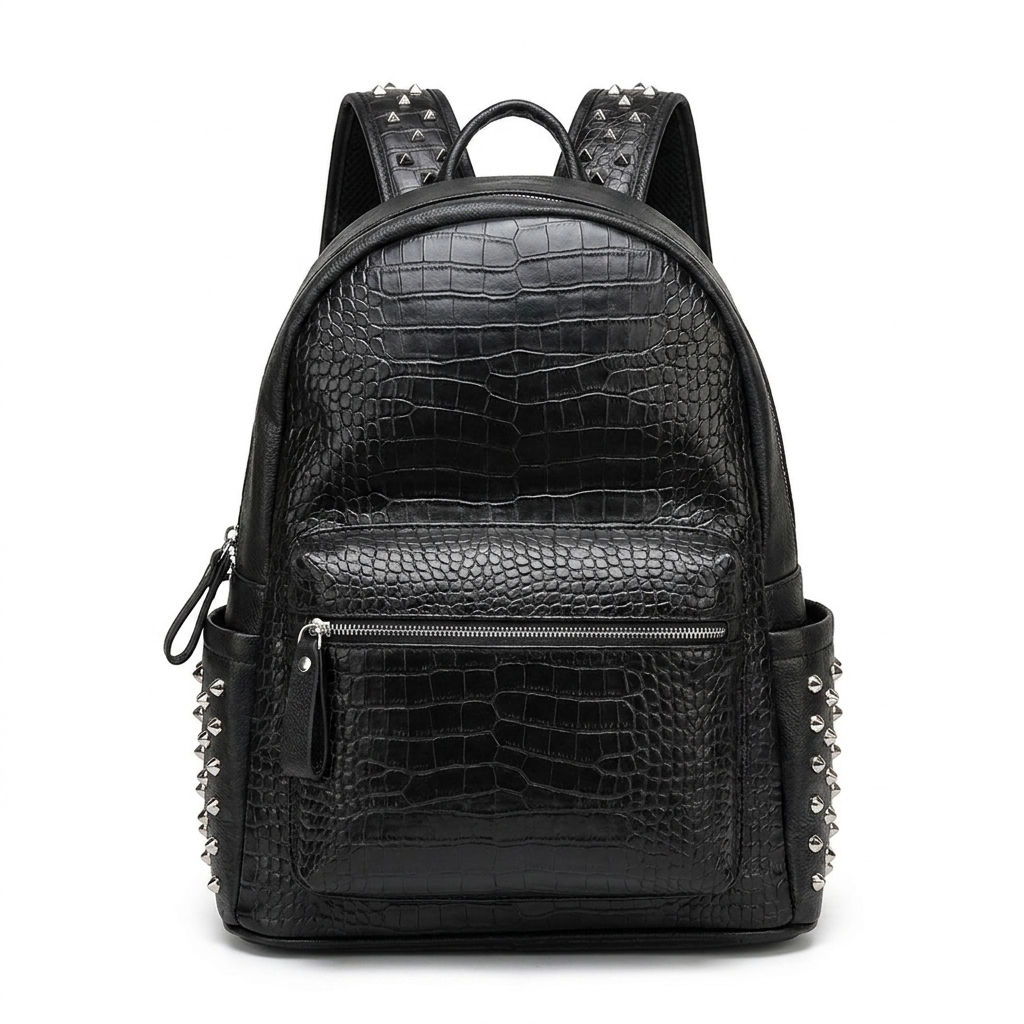 SFALCI Backpack Rivet Leather Crocodile Bag