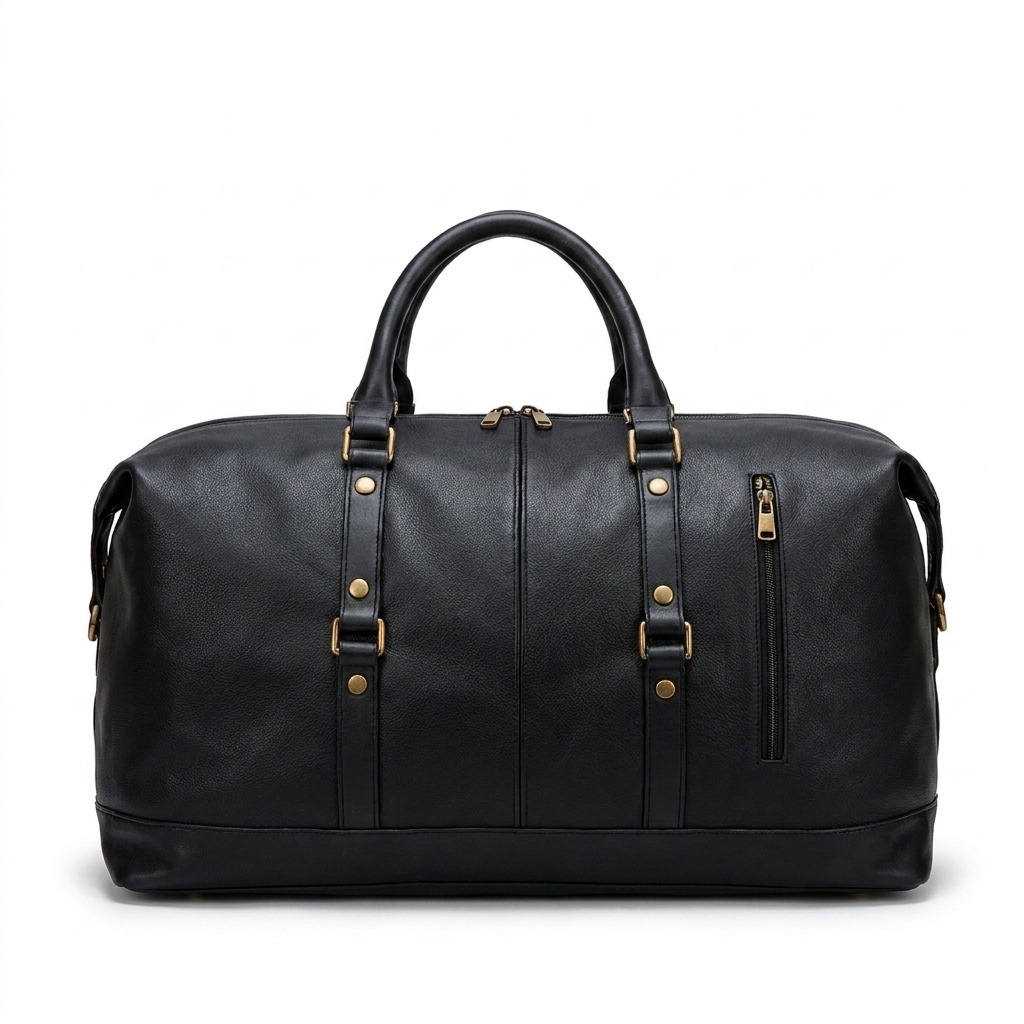 Handmade Men's Vegan Leather Duffle Bag Travel Bag Unisex Weekender Bag